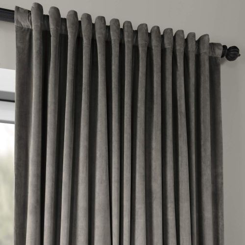  HPD Half Price Drapes VPCH-VET160401-120 Signature Doublewide Blackout Velvet Curtain,Reflection Grey,100 X 120