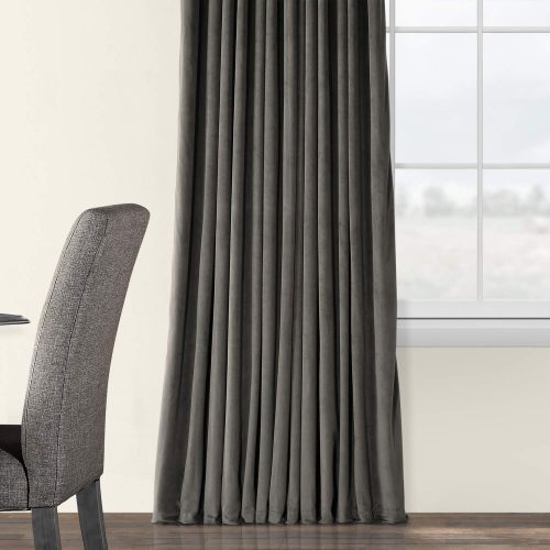  HPD Half Price Drapes VPCH-VET160401-120 Signature Doublewide Blackout Velvet Curtain,Reflection Grey,100 X 120