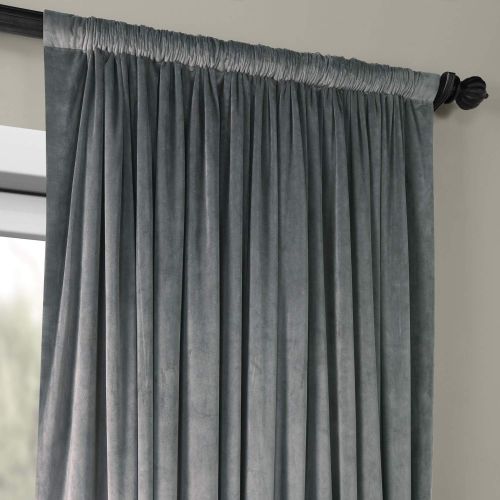  HPD Half Price Drapes VPCH-VET160401-120 Signature Doublewide Blackout Velvet Curtain,Reflection Grey,100 X 120