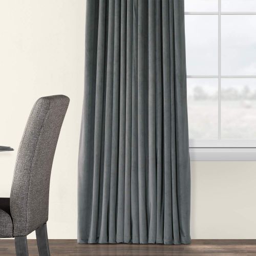  HPD Half Price Drapes VPCH-VET160401-120 Signature Doublewide Blackout Velvet Curtain,Reflection Grey,100 X 120