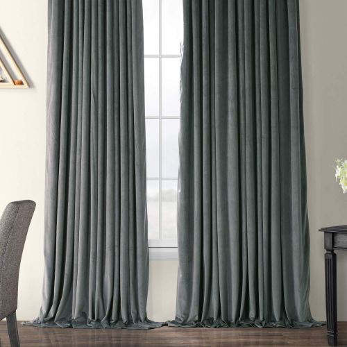  HPD Half Price Drapes VPCH-VET160401-120 Signature Doublewide Blackout Velvet Curtain,Reflection Grey,100 X 120