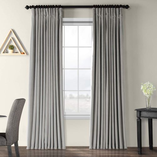  HPD Half Price Drapes VPCH-VET160401-120 Signature Doublewide Blackout Velvet Curtain,Reflection Grey,100 X 120