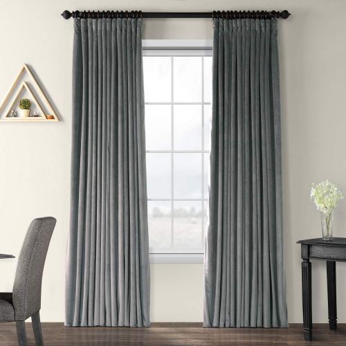  HPD Half Price Drapes VPCH-VET160401-120 Signature Doublewide Blackout Velvet Curtain,Reflection Grey,100 X 120