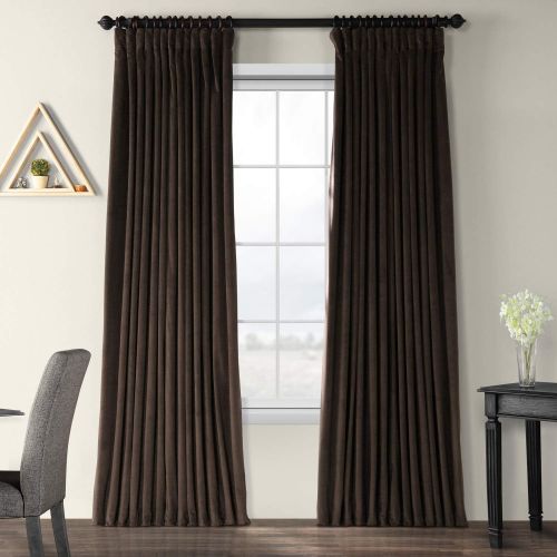  HPD Half Price Drapes VPCH-VET160401-120 Signature Doublewide Blackout Velvet Curtain,Reflection Grey,100 X 120