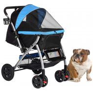 HPZ Pet Rover Premium Heavy Duty Dog/Cat/Pet Stroller Travel Carriage with Convertible Compartment/Zipperless Entry/Reversible Handlebar/Pump-Free Rubber Tires for Small, Medium, L