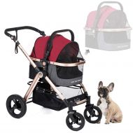 HPZ-PR America HPZ Pet Rover Prime 3-in-1 Luxury Dog/Cat/Pet Stroller (Travel Carrier +Car Seat +Stroller) with Detach Carrier/Pump-Free Rubber Tires/Aluminum Frame/Reversible Handle for Medium &