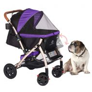 HPZ-PR America HPZ Pet Rover XL Extra-Long Premium Heavy Duty Dog/Cat/Pet Stroller Travel Carriage with Convertible Compartment/Zipperless Entry/Pump-Free Rubber Tires for Small, Medium, Large Pe