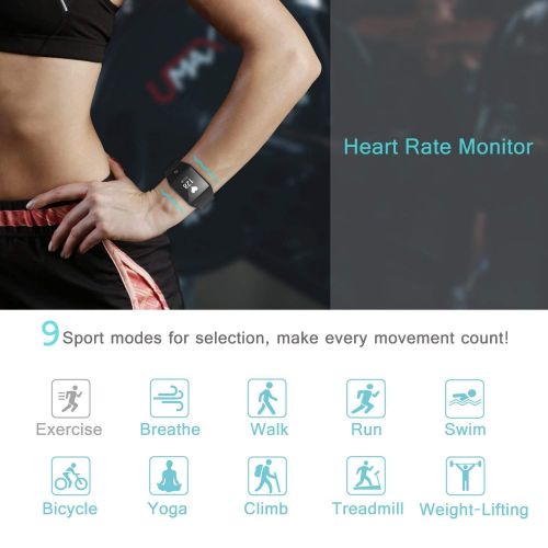  HQBEI HQBEi Fitness Tracker Heart Rate Monitor Watch, F6 Activity Tracker with Music Player 5 ATM IP68 Waterproof Fitness Watch with Pedometer Calorie Counter for Men Women Kids, Android