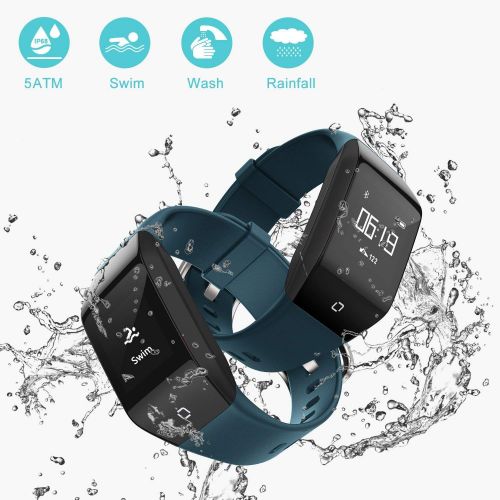  HQBEI HQBEi Fitness Tracker Heart Rate Monitor Watch, F6 Activity Tracker with Music Player 5 ATM IP68 Waterproof Fitness Watch with Pedometer Calorie Counter for Men Women Kids, Android
