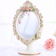 HQLCX European mirror, creative Princess mirror, desktop dressing mirror, portable high-definition cosmetic resin desktop, single sided beauty salon mirror