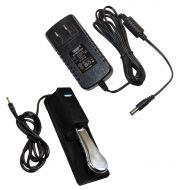 HQRP AC Adapter & Sustain Pedal for Yamaha PSR-E203, YPT-200, YPT-210, YPT-220, PSR-E313, DGX-200, DGX-300, DGX-500, PSR-195, PSR-225, PSR-240, PSR-248, PSR-E213, PSR-E223, PSR-E32