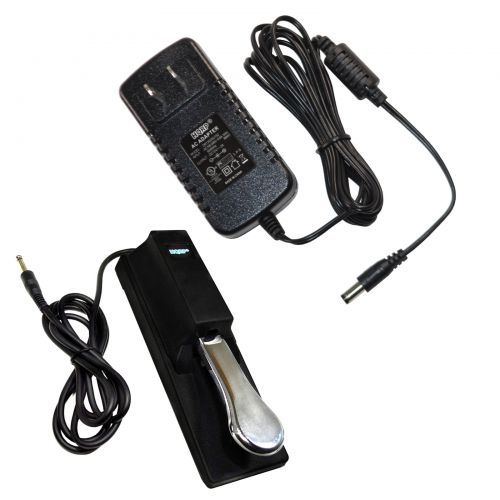  HQRP AC Adapter & Sustain Pedal for Yamaha PSR-E203, YPT-200, YPT-210, YPT-220, PSR-E313, DGX-200, DGX-300, DGX-500, PSR-195, PSR-225, PSR-240, PSR-248, PSR-E213, PSR-E223, PSR-E32