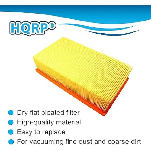  HQRP Flat Pleated Paper Filter compatible with Bosch VF100 VAC series VAC090AH, VAC090A, VAC090S, VAC140AH, VAC140A, VAC140S Dust Extractors