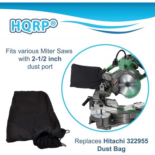  HQRP Dust Bag compatible with Hitachi C12FA C12FCH C12FDH C12FSA C12LC C12LCH C12LDH C12LSH C12RSH C12RSH2 12 Miter Saws, for 2 1/2 dust port
