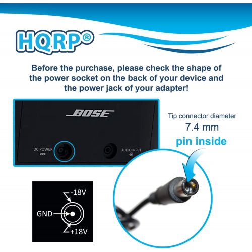  HQRP +/-18V AC Adapter Compatible with Bose SoundDock Series II 2, Series 3 III 310583-1130 Digital Music System PCS36W-208 293247-006 310583-1200 3105831300 Wireless Speaker Power