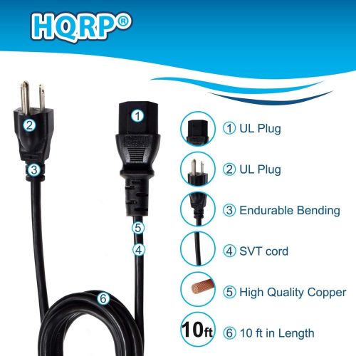  HQRP 10ft AC Power Cord Compatible with Harman Kardon AVR3700 AVR370 AVR2700 AVR270 AVR1510 AVR151 Audio Video Receiver Mains Cable