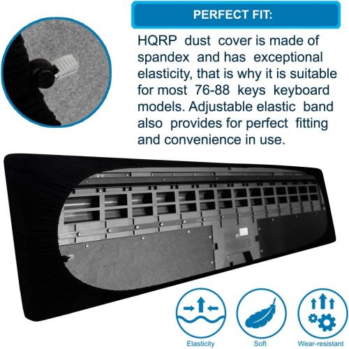  [아마존베스트]HQRP Elastic Dust Cover (Black) works with Yamaha P-115 P-71 Motif XF7 MOXF7 P-255 MX88 P-155 P-35 Piaggero NP-31 NP-V60 YPG-235 YPG-225 Electronic Keyboards Digital Pianos