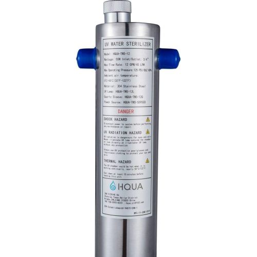  HQUA-TWS-12 Ultraviolet Water Purifier Sterilizer Filter for Whole House Water Purification,12GPM 120V, 1 Extra UV Lamp + 1 Extra Quartz Sleeve