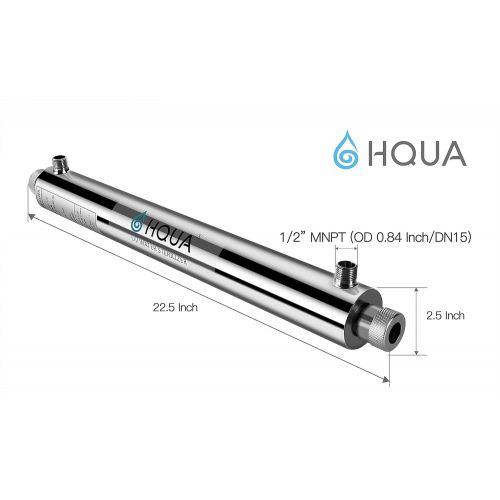  HQUA-OWS-6 Ultraviolet Water Purifier Sterilizer Filter for Kitchen Water Purification,6GPM 110V 25W Model HQUA-UV-6GPM + 1 Extra UV Tube