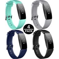 [아마존베스트]HQzon Compatible Bands/Clips Replacement for Fitbit Inspire & Fitbit Inspire HR Fitness Tracker, Made of Soft Comfortable Silicone（Band-4Pack-L）