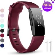 [아마존베스트]HQzon Compatible Bands/Clips Replacement for Fitbit Inspire & Fitbit Inspire HR Fitness Tracker, Made of Soft Comfortable Silicone（Band-Red-S）