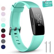 [아마존베스트]HQzon Compatible Bands/Clips Replacement for Fitbit Inspire & Fitbit Inspire HR Fitness Tracker, Made of Soft Comfortable Silicone（Band-Teal-L）