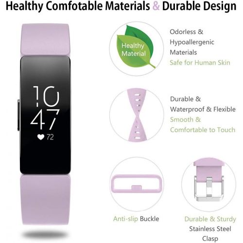  [아마존베스트]HQzon Compatible Bands/Clips Replacement for Fitbit Inspire & Fitbit Inspire HR Fitness Tracker, Made of Soft Comfortable Silicone（Band-Purple-S）