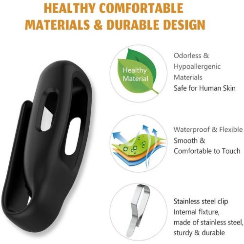  [아마존베스트]HQzon Clip Holder Compatible with Fitbit Inspire 2 Fitness Tracker, Soft Silicone Replacement Case for Inspire 2,Black