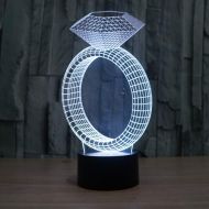 HRUIHKV Novelty Diamond Ring Table Lamp Creative 7 Colors Changing 3D LED Night Light Mood Wedding Bedroom Decor Romantic Gifts