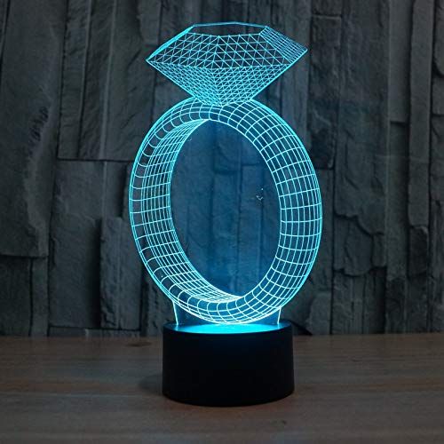  HRUIHKV Novelty Diamond Ring Table Lamp Creative 7 Colors Changing 3D LED Night Light Mood Wedding Bedroom Decor Romantic Gifts