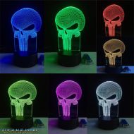 HRUIHKV New Tooth Skull 3D LED USB Lamp Halloween Punisher Mood Colorful Scared Theme Haunted House Decor Night Light Stage Lighting