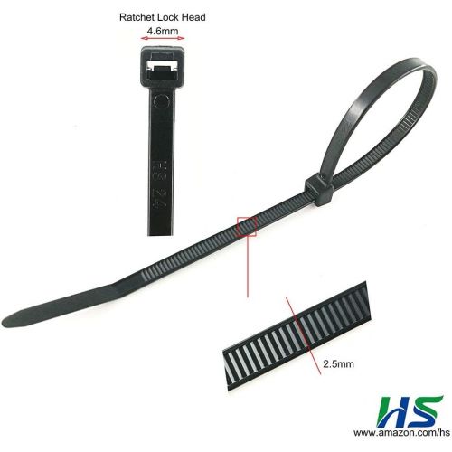  [아마존베스트]HS Durable Plastic Zip Ties 4 Inch (Bulk-1000 Pack) Small Zip Ties 18 Lbs Self-Locking Nylon Ties for Electronics Organizer, Wire Zip Ties Black