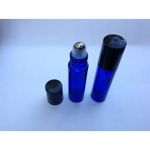  HS HEALTHY SOLUTIONS GLASSWARE USA 144 - 10ml COBALT BLUE Glass Roll On THICK Bottles (144) with Stainless Steel Roller Balls - Refillable Aromatherapy Essential Oil Roll On (144)