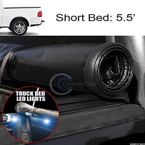  HS Power Roll-Up Soft Tonneau Cover+16X Led Lights 01-03 F150 Supercrew 5.5/66 Truck Bed