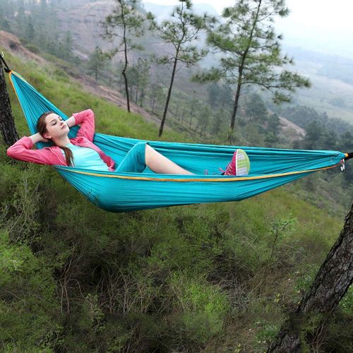  HS-01 Outdoor Hammock, Single & Double Camping Hammock, Portable Lightweight Parachute Nylon Hammock with Tree Straps for Backpacking, Camping, Travel, Beach, Garden