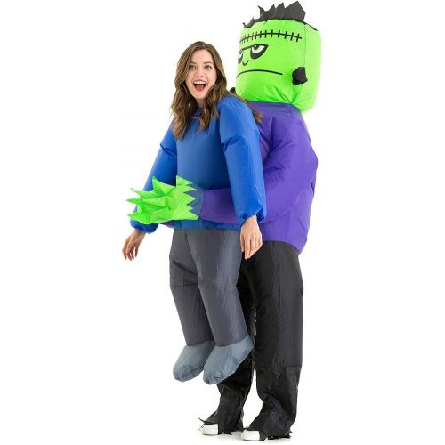  할로윈 용품HSCTEK Inflatable Frankenstein Costume Adult Men Women, Inflatable Blow Up Costume Frankenstein Abduction Costume Youth, Inflatable Frankenstein Carrying Me Holding Man Halloween C