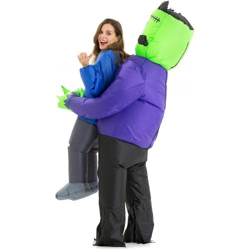  할로윈 용품HSCTEK Inflatable Frankenstein Costume Adult Men Women, Inflatable Blow Up Costume Frankenstein Abduction Costume Youth, Inflatable Frankenstein Carrying Me Holding Man Halloween C