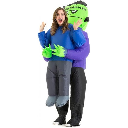  할로윈 용품HSCTEK Inflatable Frankenstein Costume Adult Men Women, Inflatable Blow Up Costume Frankenstein Abduction Costume Youth, Inflatable Frankenstein Carrying Me Holding Man Halloween C