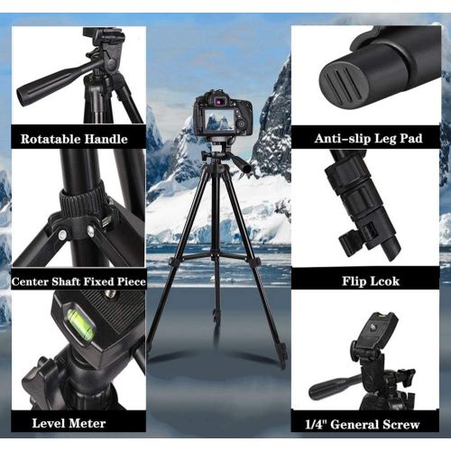  [아마존베스트]HSFHDSY Camera/Phone Tripod,Lightweight Aluminum Travel Tripod with Phone Holder/Bluetooth Remote/Carry Bag for Travel/YouTube Video/Photography/Vlog,Compatible with iPhone/Android