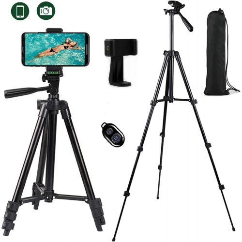  [아마존베스트]HSFHDSY Camera/Phone Tripod,Lightweight Aluminum Travel Tripod with Phone Holder/Bluetooth Remote/Carry Bag for Travel/YouTube Video/Photography/Vlog,Compatible with iPhone/Android