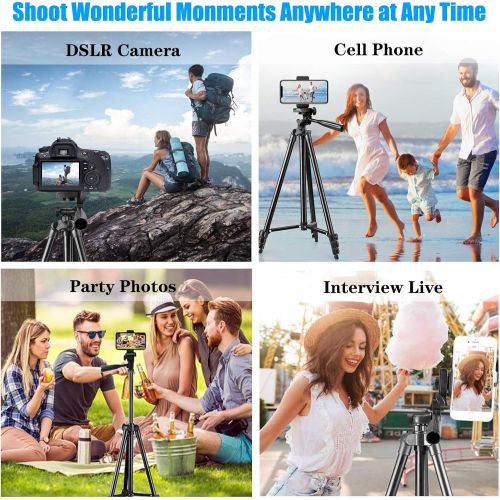  [아마존베스트]HSFHDSY Camera/Phone Tripod,Lightweight Aluminum Travel Tripod with Phone Holder/Bluetooth Remote/Carry Bag for Travel/YouTube Video/Photography/Vlog,Compatible with iPhone/Android