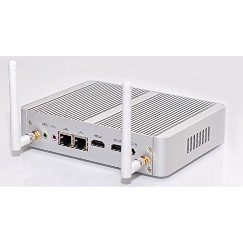  HSIPC New intel Braswell Celeron Quad Core Mini PC,Fanless PC,HTPC,with 4G RAM 128G SSD Rich IO: Dual HDMI Dual LAN USB2.0 USB3.0 Wifi,4K Media Player, Sliver