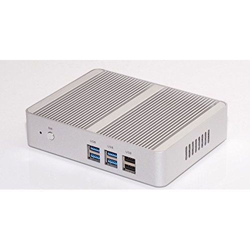  HSIPC New intel Braswell Celeron Quad Core Mini PC,Fanless PC,HTPC,with 4G RAM 128G SSD Rich IO: Dual HDMI Dual LAN USB2.0 USB3.0 Wifi,4K Media Player, Sliver