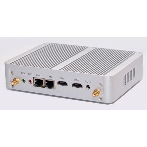  HSIPC New intel Braswell Celeron Quad Core Mini PC,Fanless PC,HTPC,with 4G RAM 128G SSD Rich IO: Dual HDMI Dual LAN USB2.0 USB3.0 Wifi,4K Media Player, Sliver