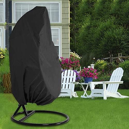  PandaHug Hangesessel Schutzhuelle Schwebesessel Oxford Wasserdicht Wetterfest Terrasse Schaukelstuhl Abdeckung mit Kordelzug Schwarz, 190 x 115 cm