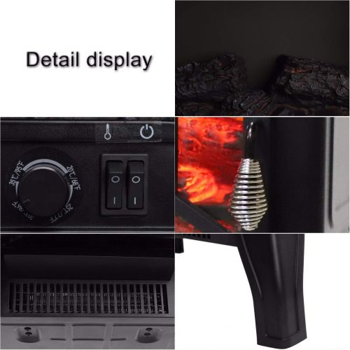  HSTD Electric Fireplace Stove Heater with Flame Effect, Gorgeous Flames LED Light,Wood Burning Electric Fireplace Stove Heater