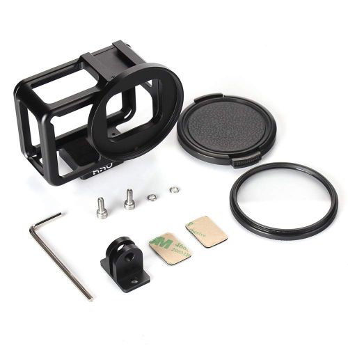  [아마존 핫딜]  [아마존핫딜]HSU Aluminium Legierung Schutzgehause Case Rahmen fuer Gopro, Metall Gehause mit 52mm Uv-Filter fuer Gopro Hero 7 Schwarz Hero (2018) 6 5 (Schwarz)