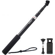 HSU Extendable Selfie Stick，Waterproof Hand Grip for GoPro Hero 10/9/Hero Fusion/GoPro Hero 8/7/6/5/4/3, Handheld Monopod Compatible with Cell Phones, AKASO Campark and Other Actio
