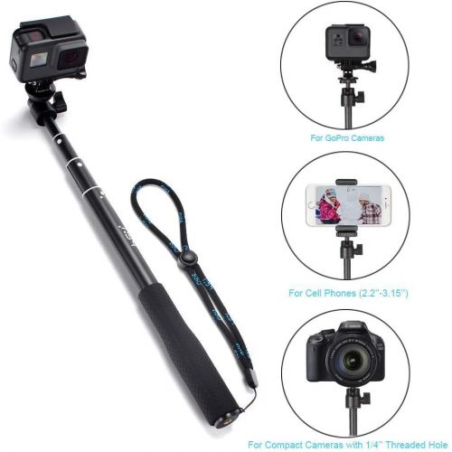  HSU Bluetooth Selfie Stick, Waterproof Hand Grip with Wireless Remote and Tripod Stand for GoPro Hero 10/9/8/7/6/5/4, Selfie Stick for iPhone X/iPhone 7/8/7 Plus/8 Plus and Other A