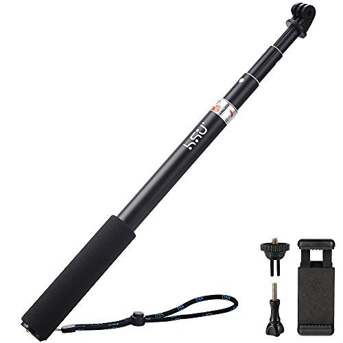  HSU Extendable Selfie Stick，Waterproof Hand Grip for GoPro Hero 10/9/Hero Fusion/GoPro Hero 8/7/6/5/4/3, Handheld Monopod Compatible with Cell Phones, AKASO Campark and Other Actio